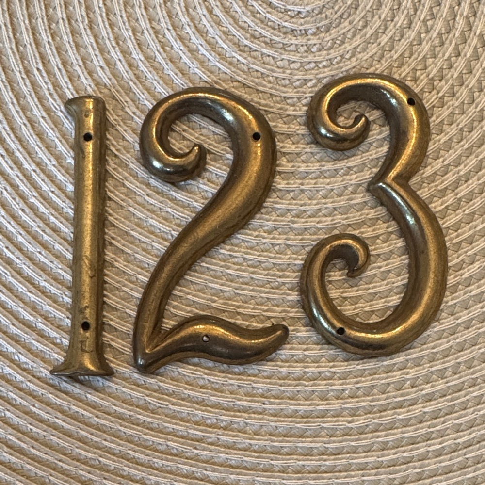 Brass Address   3" Numbers 1, 2 and 3